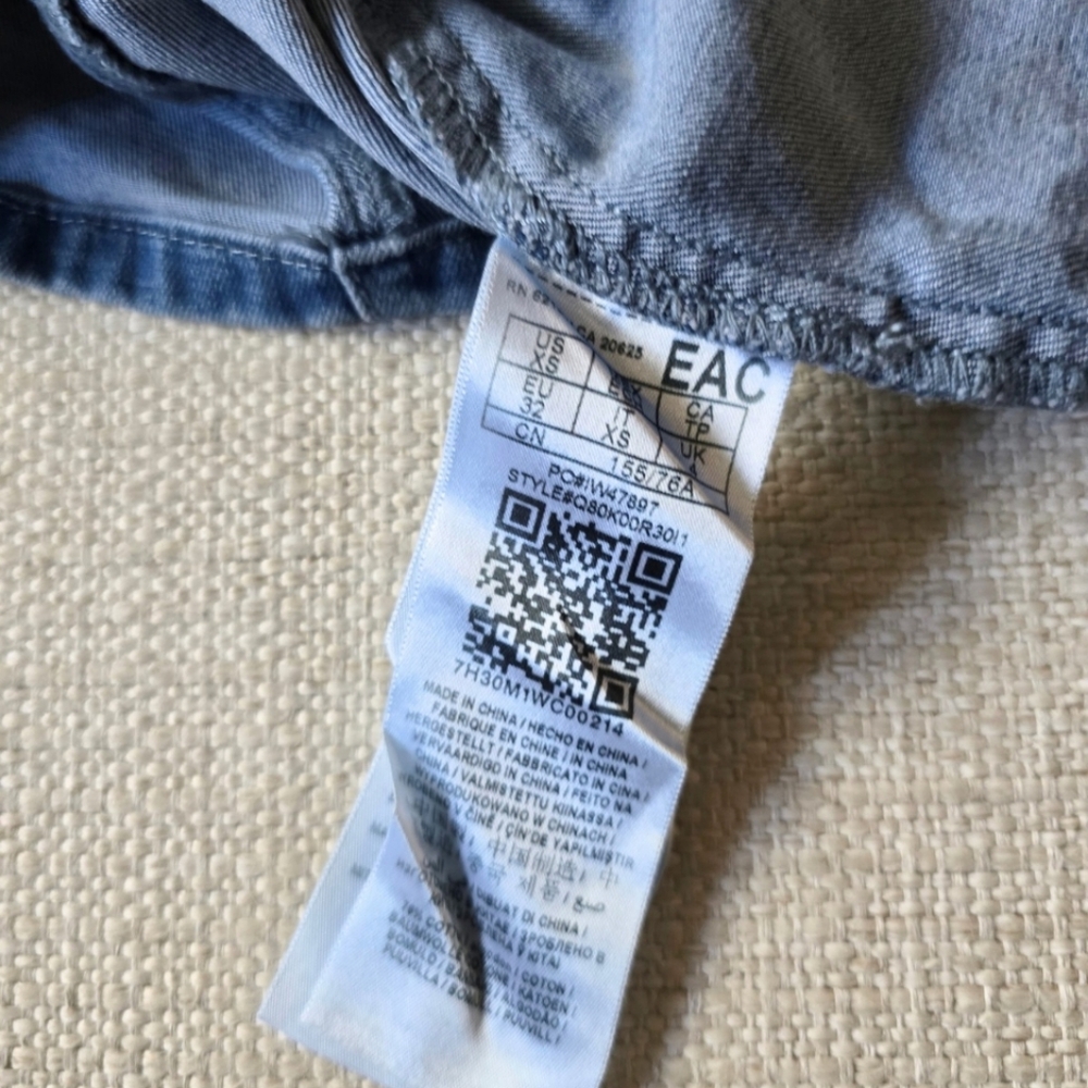 GUESS? Jeans Denim Off The Shoulder Mini Dress Y2K Stretch XS - Picture 7 of 7